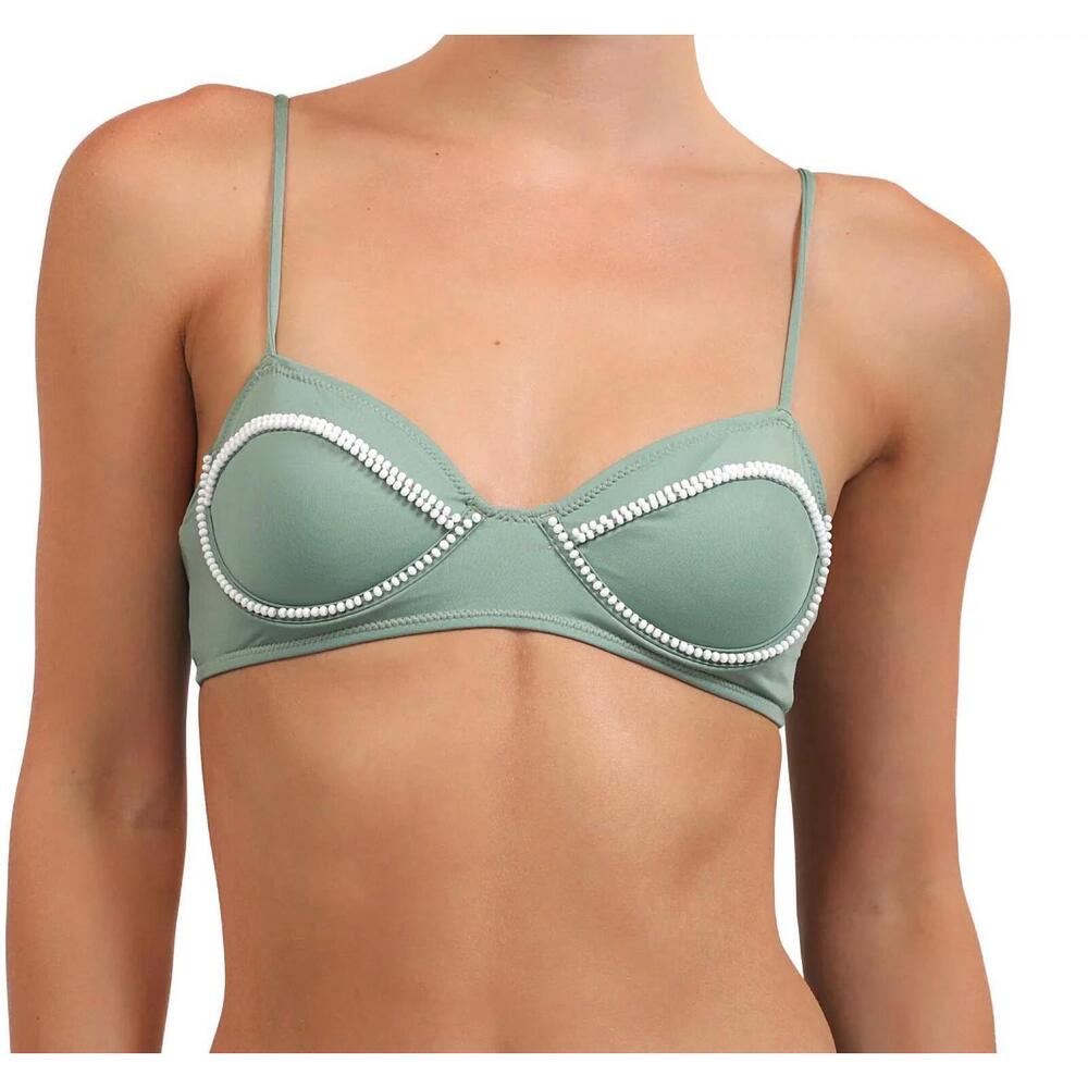 NEW SEA SALT lime bikini top in green / white
